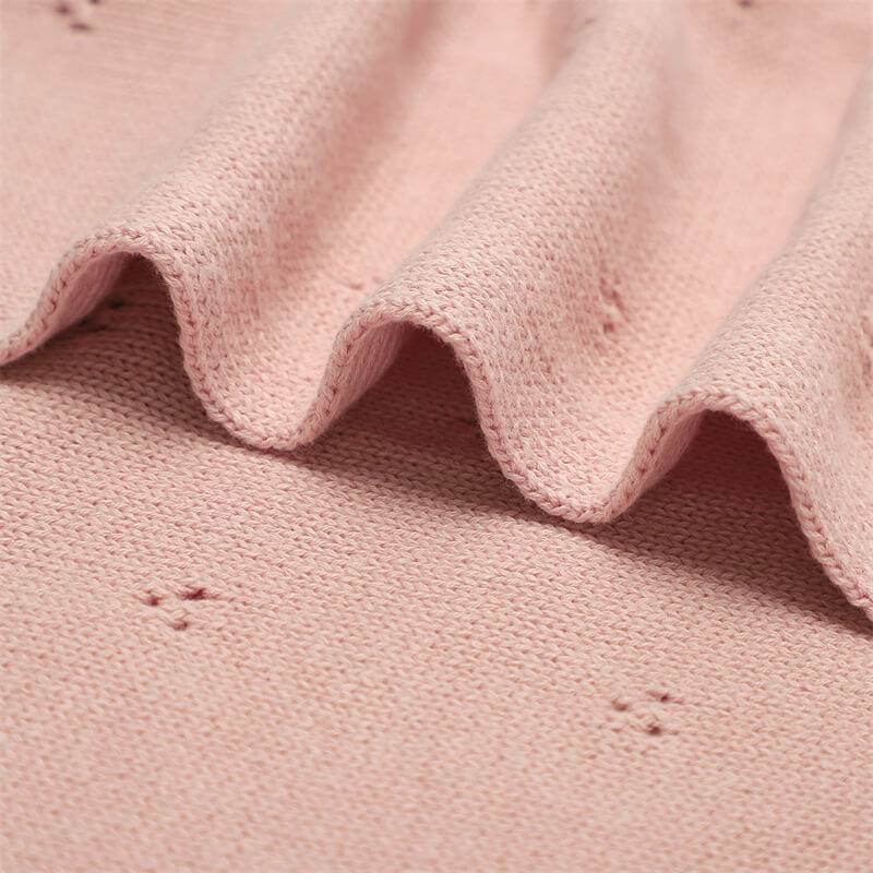 Pink-Knit-Baby-Receiving-Blankets-for-Girls-_-Boys-Gender-Neutral-100_-Soft-Fine-Loomed-Cotton-Quilt-Blanket-A045-Detail-1