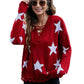 Red-Star-Patterned-Pullover-Sweater-for-Women-Comfortable-Long-Sleeve-Tops-and-Lightweight-K608-Front