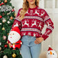 Red-Womens-Ugly-Christmas-Sweater-Christmas-Tree-Reindeer-Pullover-Jumper-K462-Front