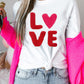 White Heart LOVE Graphic Valentines T Shirt