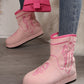 Pink Embroidered Thick Soled Plush Lined Boots