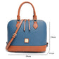 Ashleigh Blue Color Contrast PU Leather Zipper Tote Bag