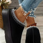 Black Contrast Print Suede Plush Lined Snow Boots