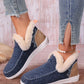 Blue Suede Stitching Patchwork Plush Lined Anklet Boots