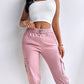 Side Pockets Drawstring Waist Cropped Cargo Pants