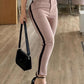 Striped Sleeveless Slim Fit Front Button Vest Set Contrast Binding High Waisted Cropped Skinny Pants Casual Set