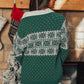 Green Christmas Snowflake Pattern Drop Shoulder Plus Size Sweater