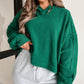 Dark Green Sherpa Fleece Drop Shoulder Hoodie