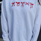 White Diverse Bow Embroidery Drop Shoulder Sweatshirt