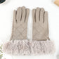 Parchment Rhombus Texture Plush Cuff Gloves