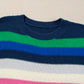 Bright Green Rainbow Striped Crew Neck Drop Shoulder Sweater