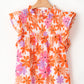 Orange Ruffled Sleeve Smocked Floral Top