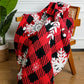 Racing Red Christmas Snowflake Buffalo Plaid Fuzzy Blanket