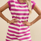 Rose Stripe Cap Sleeve Pocketed Shift T-shirt Dress