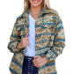 Blue Western Aztec Print Button Flap Pocket Shacket