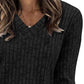 V Neck Long Sleeve Shirts Casual Lightweight Tunic Sweaters