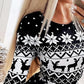 Christmas Snowflake Elk Print Crewneck Bodycon Dress Slim Fit Long Sleeve Mini Dress