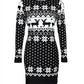 Christmas Snowflake Elk Print Crewneck Bodycon Dress Slim Fit Long Sleeve Mini Dress