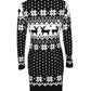 Christmas Snowflake Elk Print Crewneck Bodycon Dress Slim Fit Long Sleeve Mini Dress