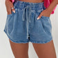 Ashleigh Blue Drawstring High Waist Casual Denim Shorts with Pockets