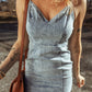 Beau Blue Sleeveless V Neck Back Zipped Denim Dress