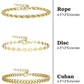 Gold 3Pcs Disc Plated Adjustable Chain Bracelet Set