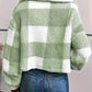 Plaid Pattern Turn down Collar Button Front Teddy Coat