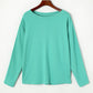 Green Solid Color Patchwork Long Sleeve Top