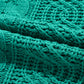 Sea Green Cable Knit V Neck Contrast Drawstring Hooded Sweater