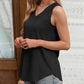 V Neck Sleeveless Thick Strap Hollow out Knit Tank Causal Top