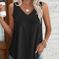 V Neck Sleeveless Thick Strap Hollow out Knit Tank Causal Top