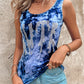 Tie Dye Print Letter Rhinestone Tank Top