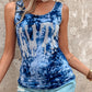 Tie Dye Print Letter Rhinestone Tank Top