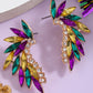 Gold Mardi Gras Rhinestone Crystal Inlay Stud Earrings