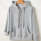 Light Grey Solid Color Fleece Lined Zip up Hoodie