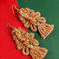 Thai Curry Christmas Beaded Braided Dangle Earrings