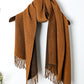 Chestnut Bohemian Fringe Trim Textured Scarf