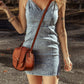 Beau Blue Sleeveless V Neck Back Zipped Denim Dress