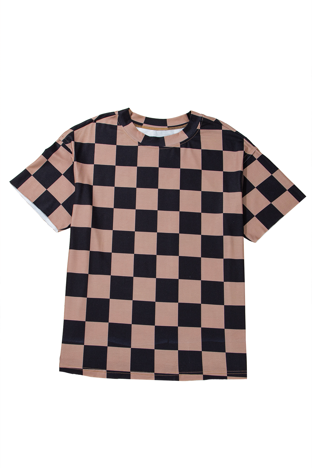 Light French Beige Checkmate Boyfriend Casual Tee