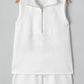 White Textured Half Zip Tank Top Drawstring Shorts Set