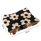 Black Colorful Flower Printed Rib Textured Cosmetic Bag