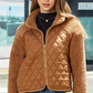 Chestnut Sherpa Plush Quilted Puffer Patchwork Zipped Coat