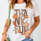 White THANKFUL Pumpkin Leaves Graphic Crewneck Thanksgiving T Shirt