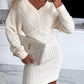 V Neck Hollow Out Long Sleeve Knit Dress