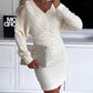 V Neck Hollow Out Long Sleeve Knit Dress