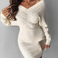 V Neck Hollow Out Long Sleeve Knit Dress