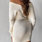 V Neck Hollow Out Long Sleeve Knit Dress