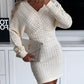 V Neck Hollow Out Long Sleeve Knit Dress