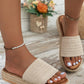 White Boho Woven Non-slip Wedge Slippers