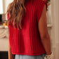 V Neck Sleeveless Button Front Knit Vest Casual Loose Fit Sweater Top with Pockets